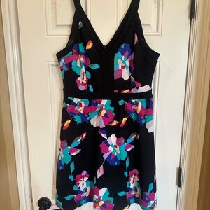 Nicole Miller Floral Black Dress Size L